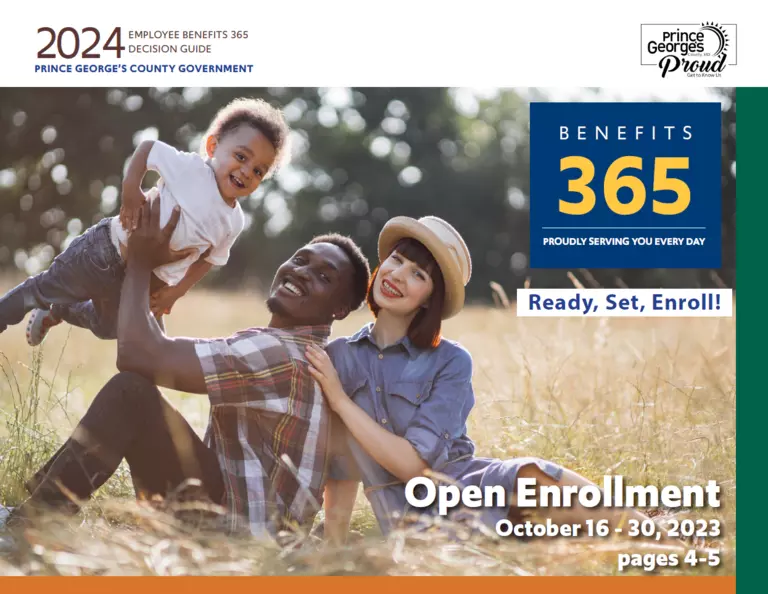 Open Enrollment 2024 - Benefits Guide Cover - multiracial family in a field