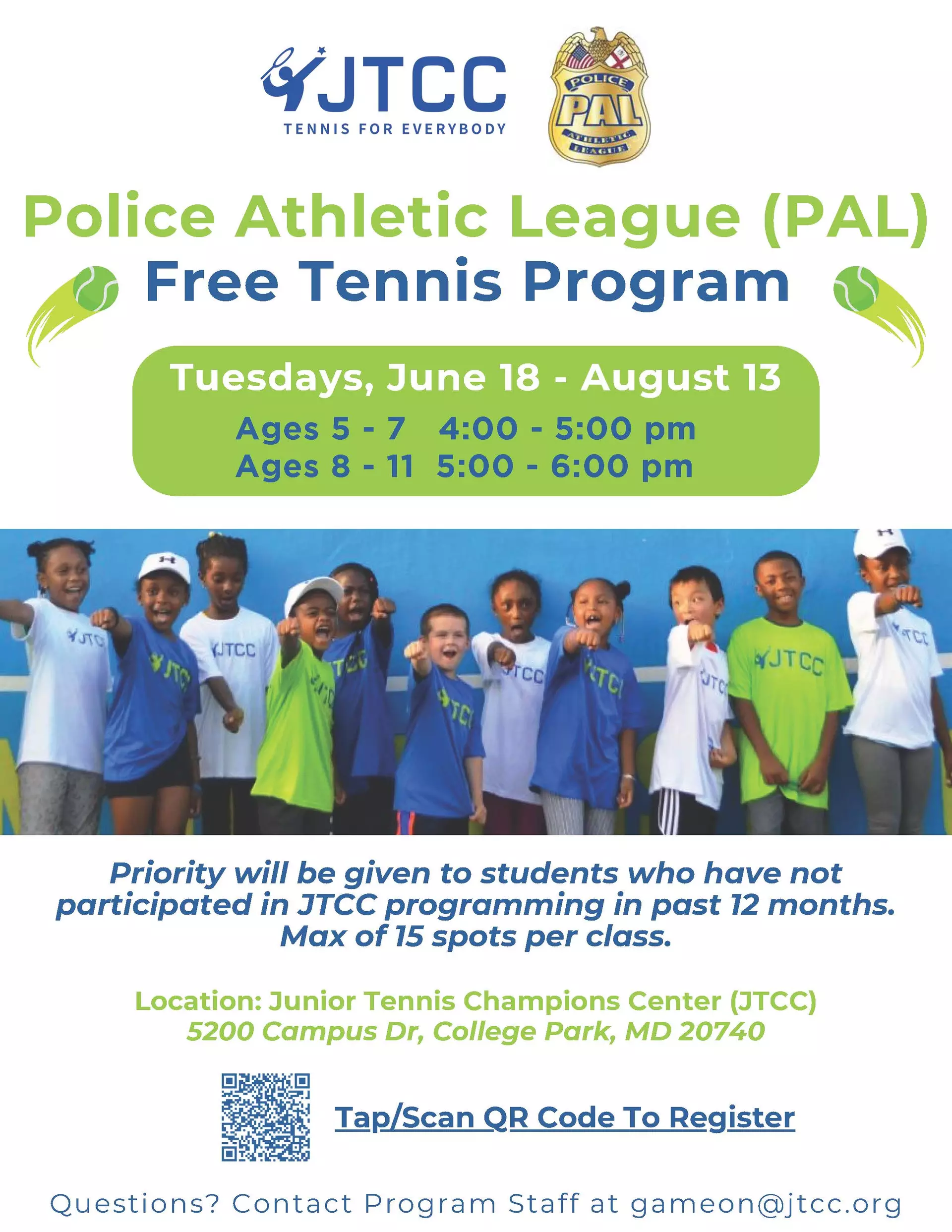 Police Athletic League Free Tennis Program