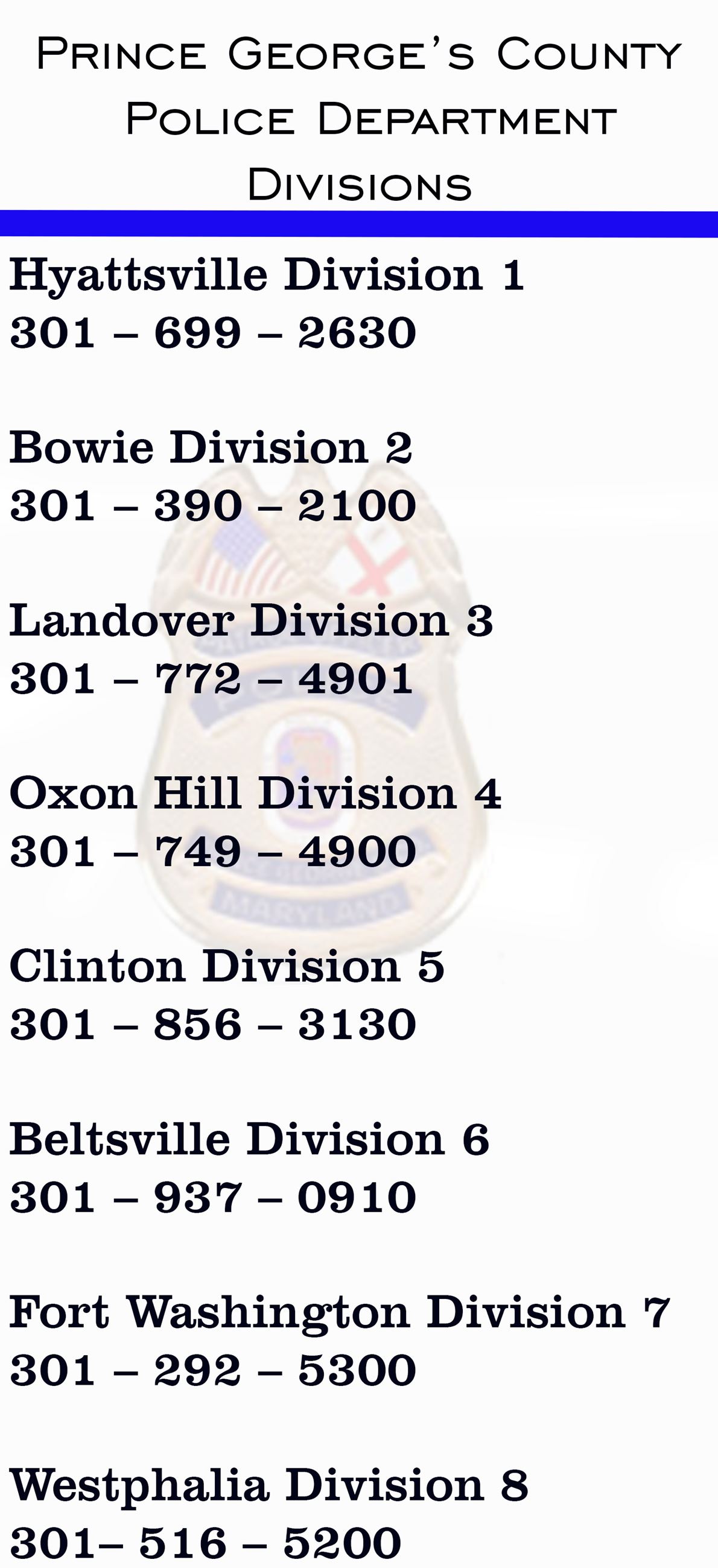 Division Phone List