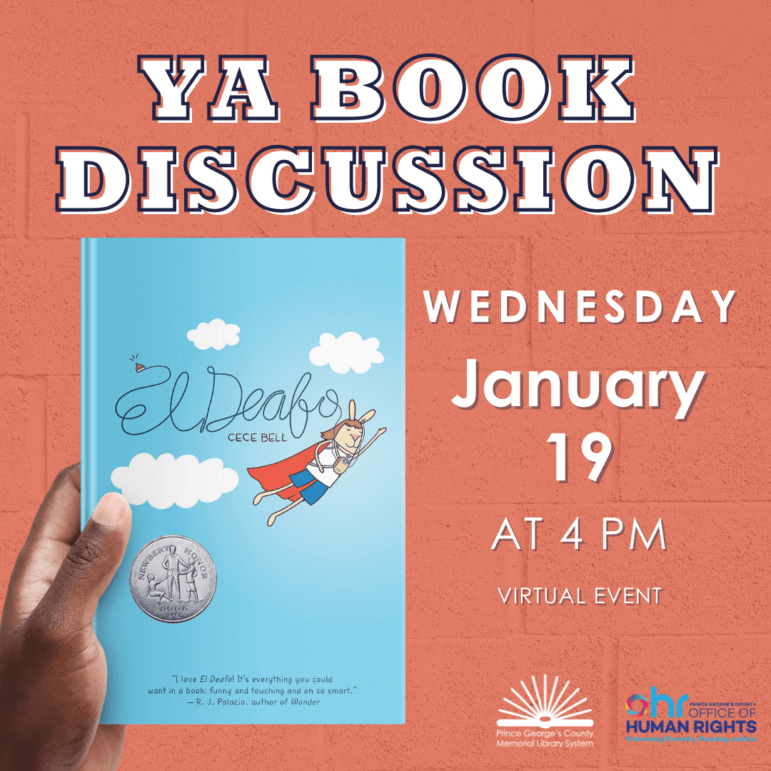 Flyer for YA Book Discussion on "El Deafo" January 2022