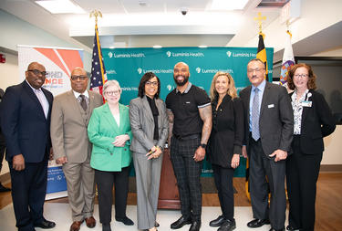 County Executive Angela Alsobrooks with returning citizens, RCAD leaders, and Luminis Health leaders at the Second Chance Month Press Conference 