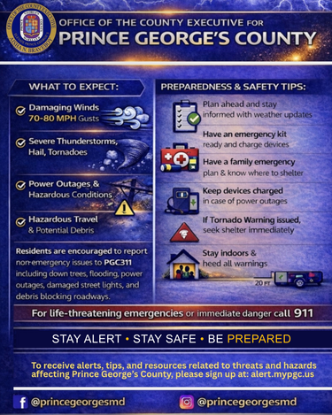 PGC Severe Weather Alert - March 16 2026 - Office of the County Executive