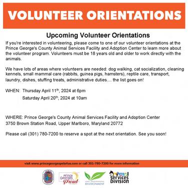 Upcoming Volunteer Orientation