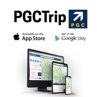 Graphic promoting PGC Trip website, and mobile app