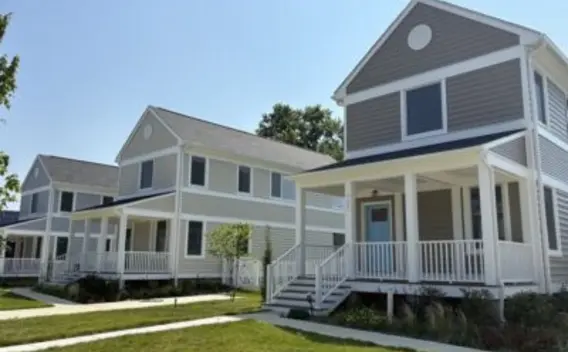 front yard view of row houses