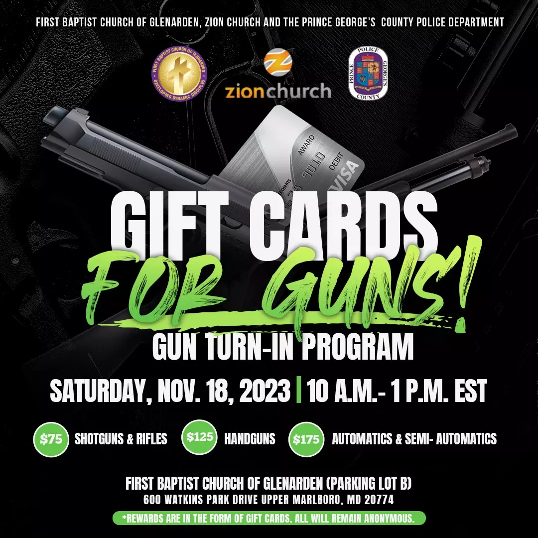 Gift Cards for Guns, November 18 at 10am to 1pm