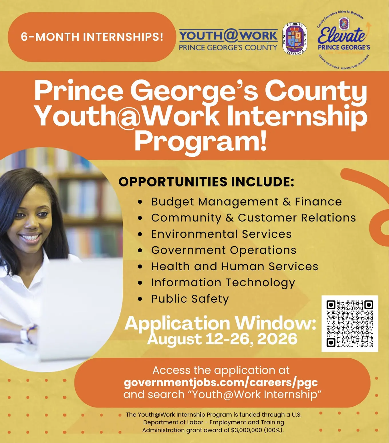 Prince George's County Youth@Work Internship Program receives applications from August 12-26, 2026