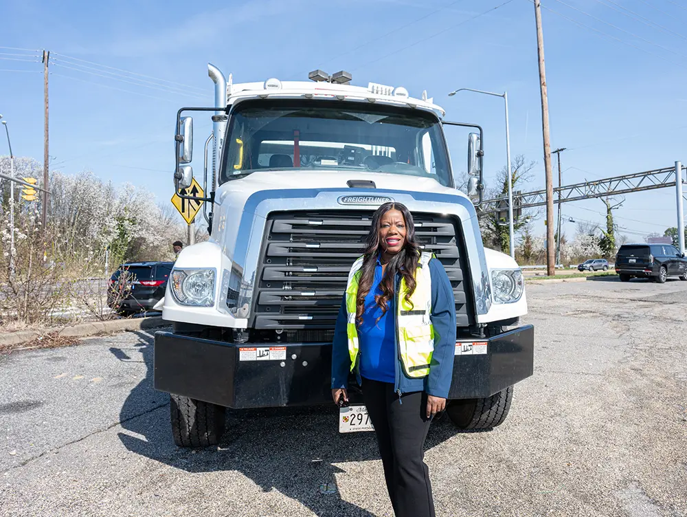 County Executive Braveboy in front of a DPW&T truck
