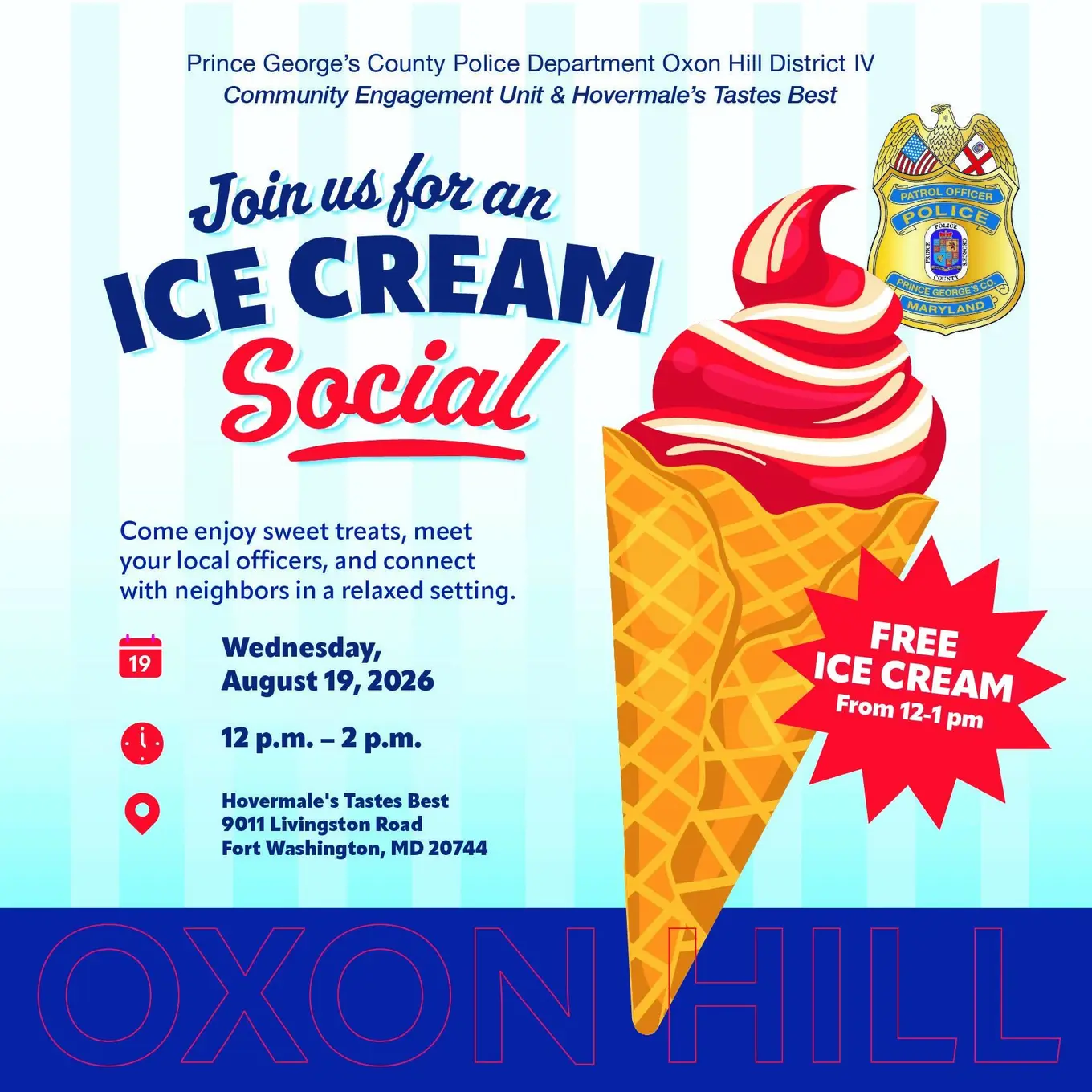 Ice Cream Cone with Invitation to Prince George's County Ice Cream Social Event 