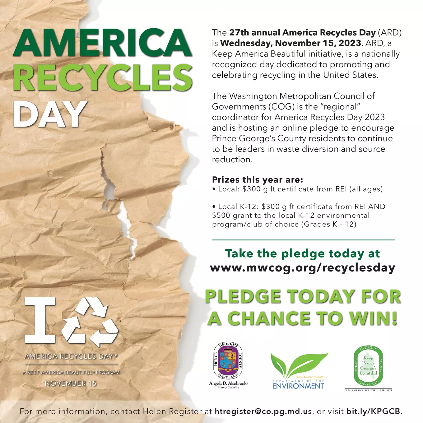 America Recycles Day (ARD) information about the pledge for 2023.