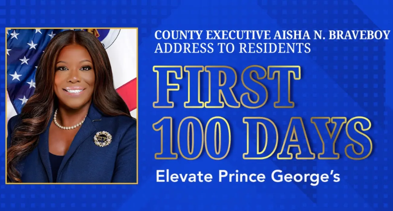 County Executive Aisha N. Braveboy First 100 Days Address banner