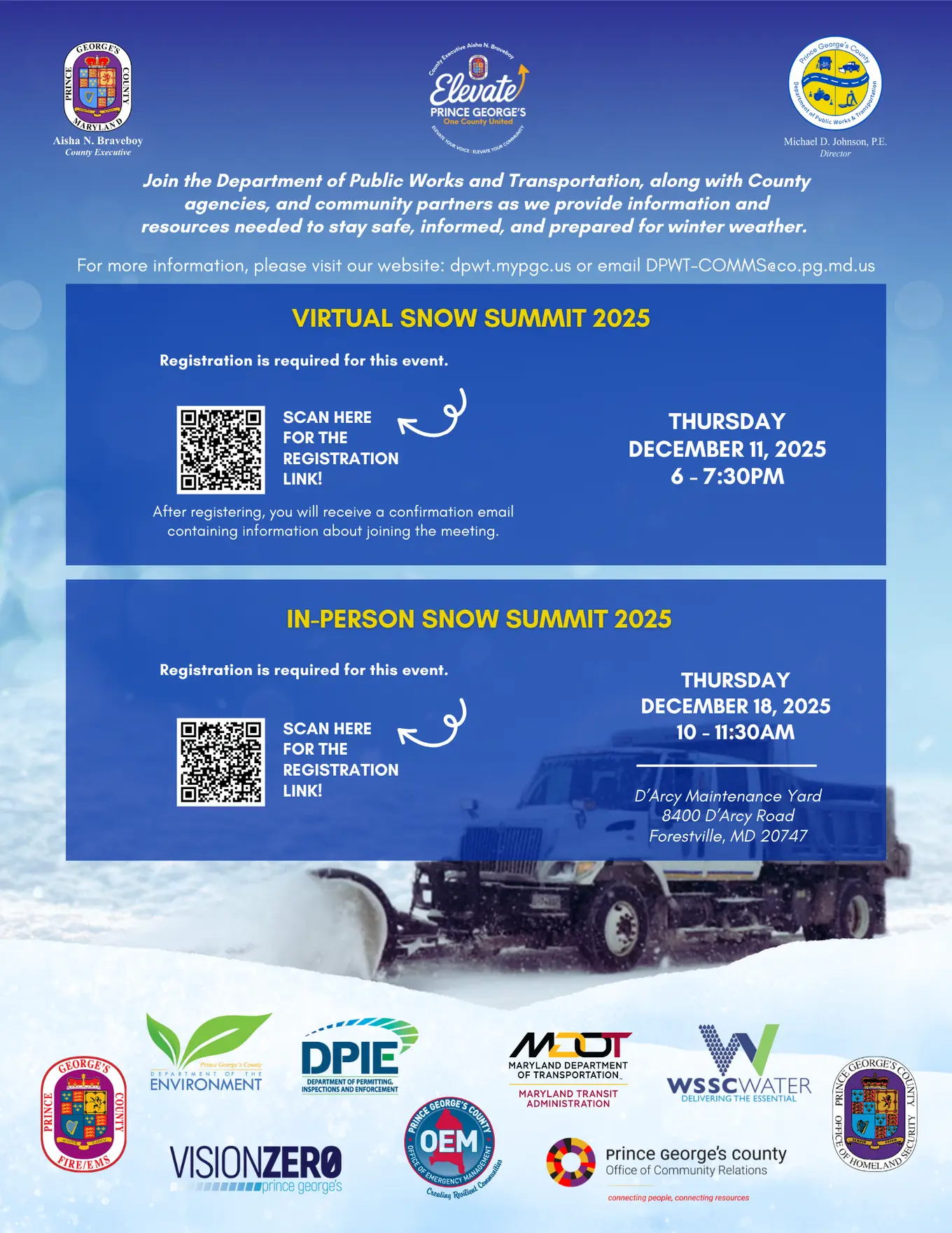 winter themed DWP&T Virtual snow summit flyer