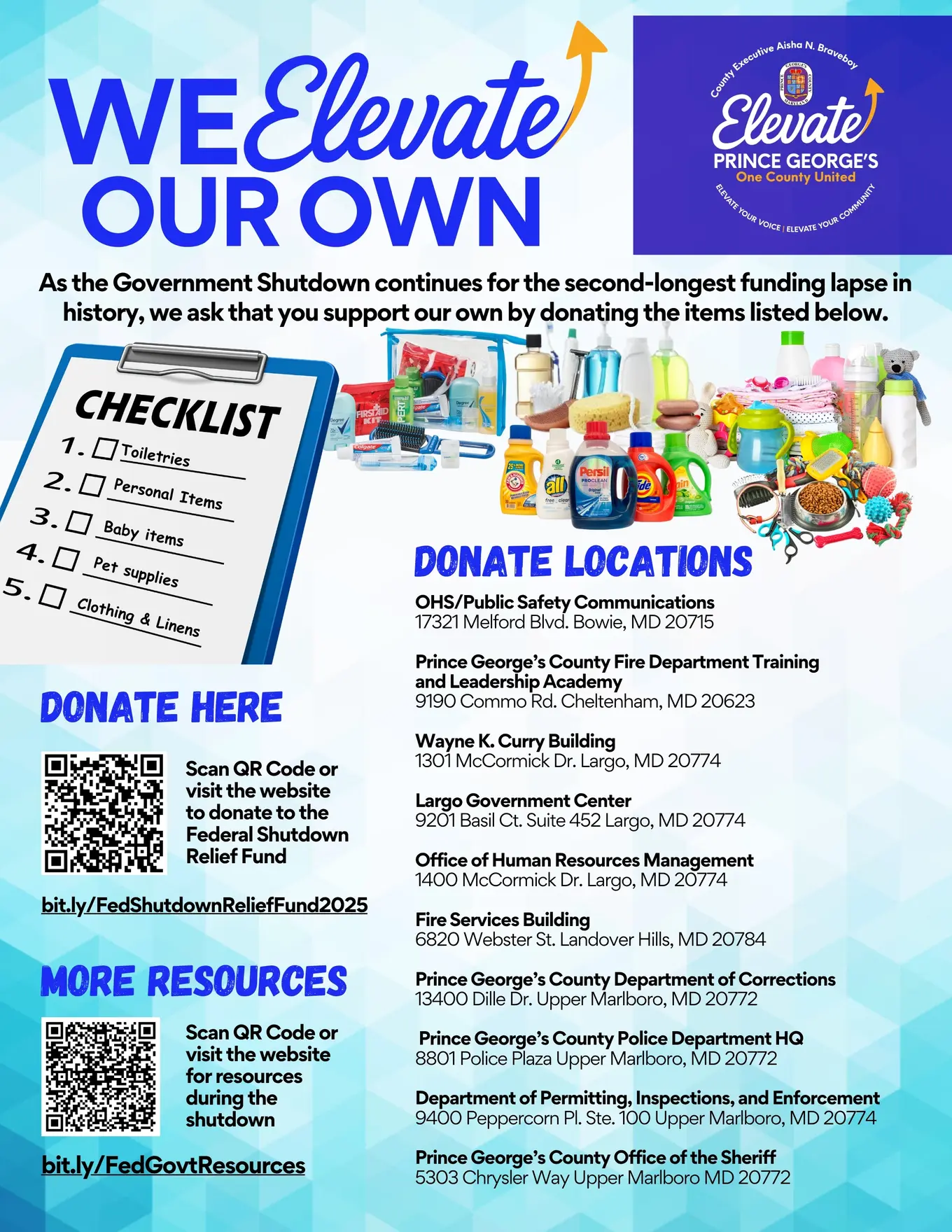 Updated Donation List for We Elevate Our Own Donation Drive