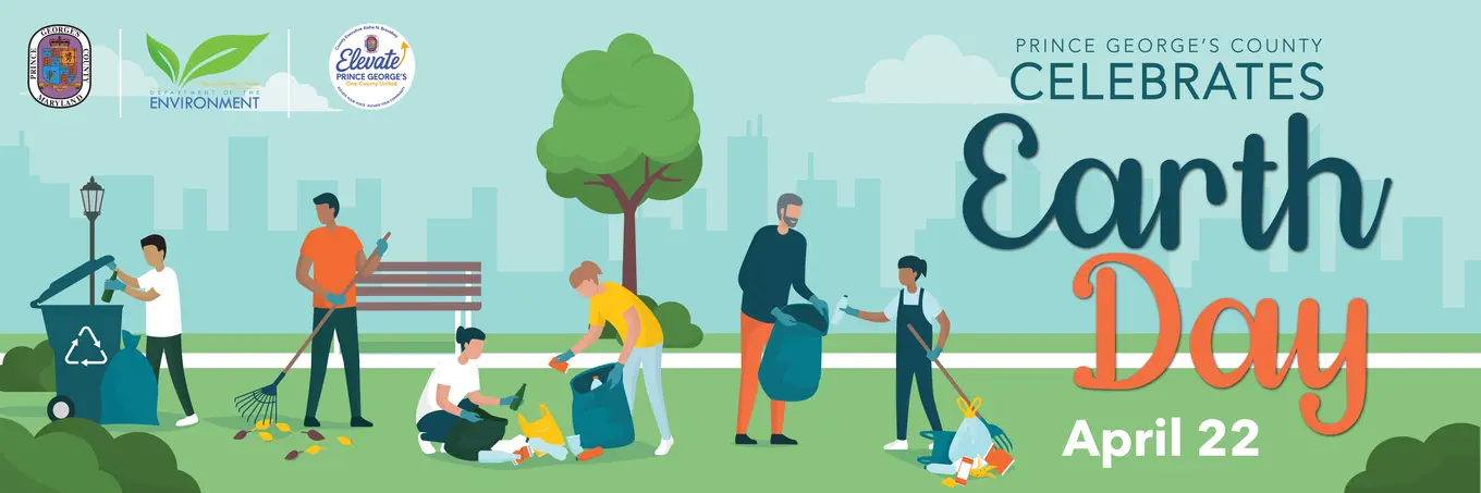 Earth Day Banner graphic illustrating sustainability action items 2026