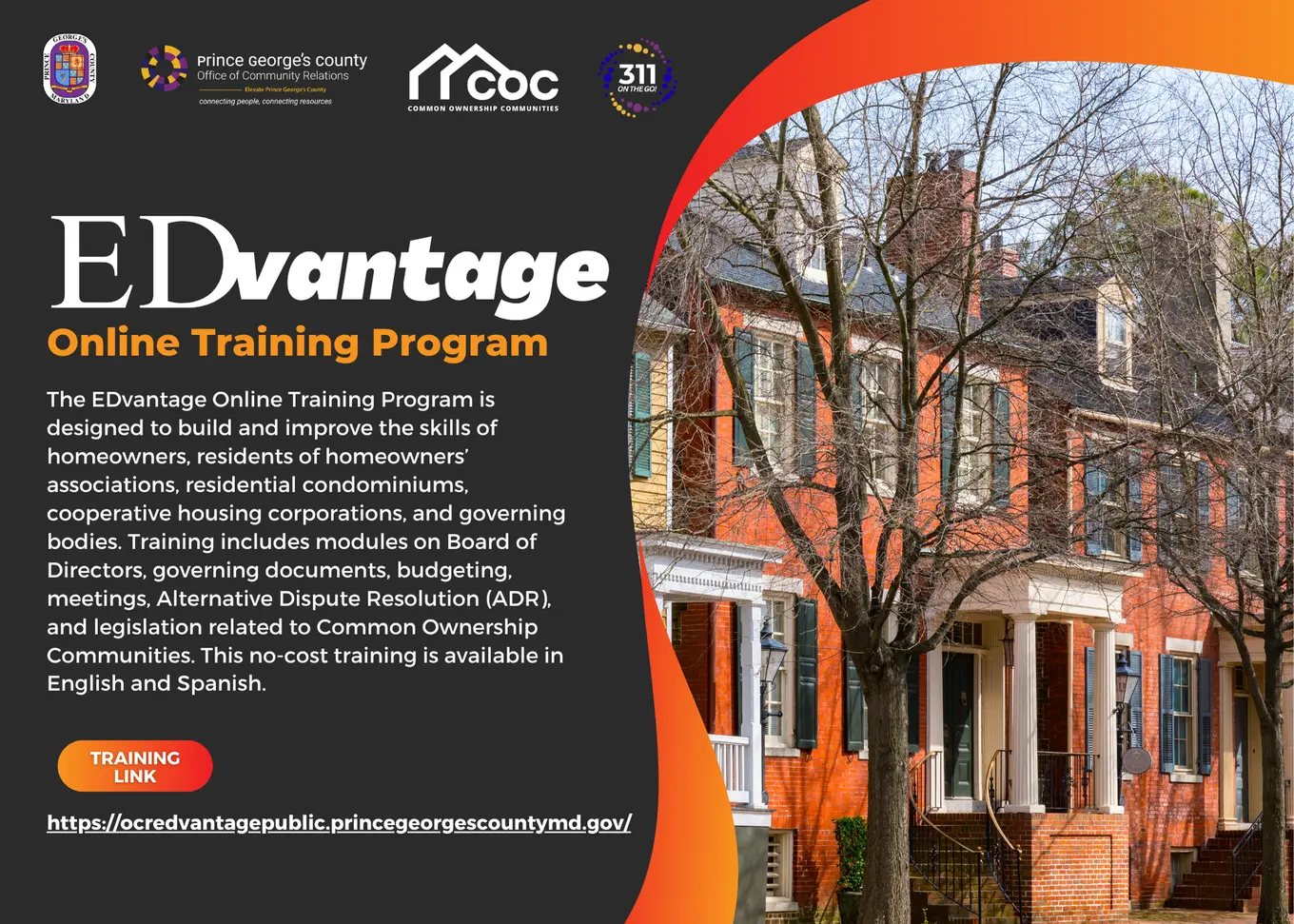 Edvantage Post Card, describes the Online Training Program from the Office of Community Relations