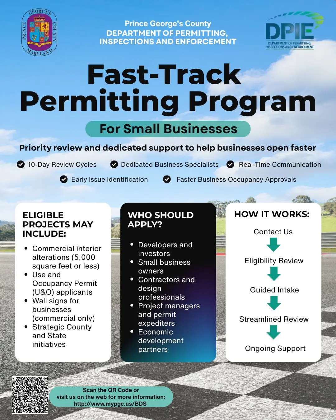 Flyer of Fast-Track Permitting Program for small businesses