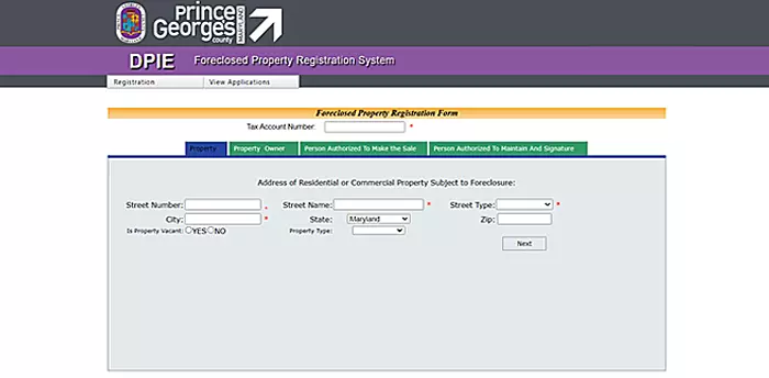 Image of Foreclosure Page