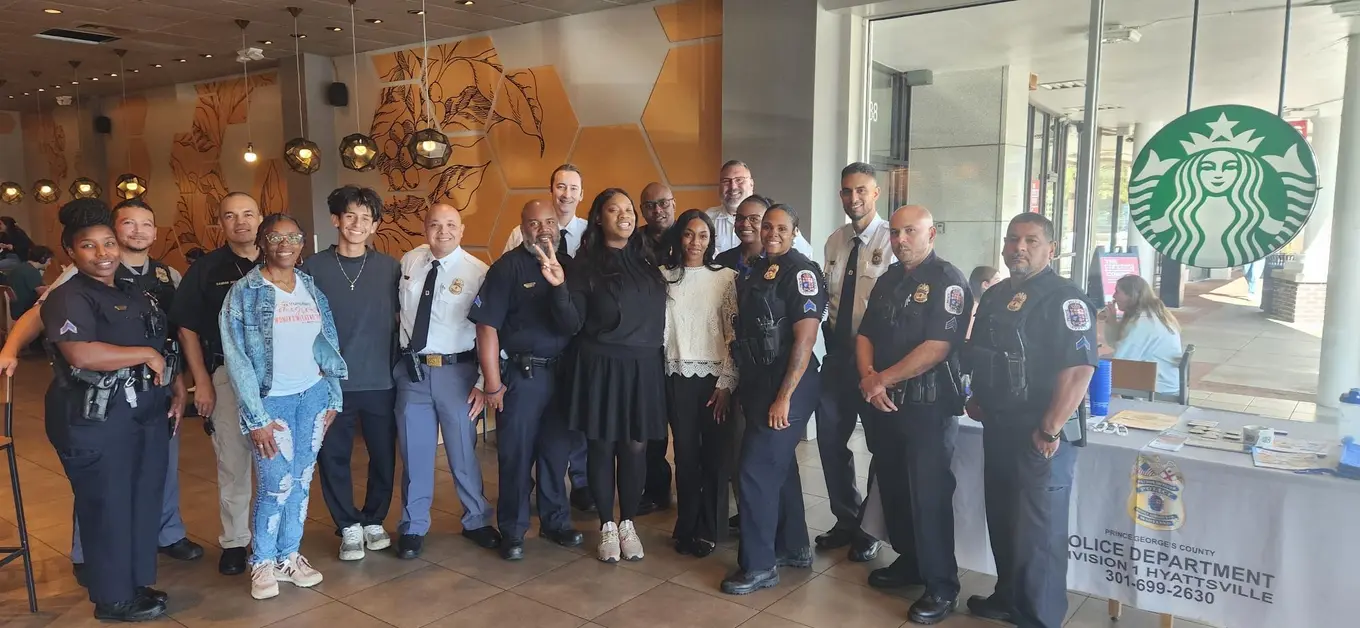 Photo of community with Prince George's County Police Department Coffee Club meeting