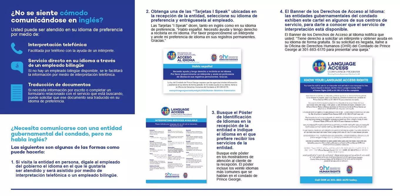 Example of a Language Access brochure in Spanish (side tw0)