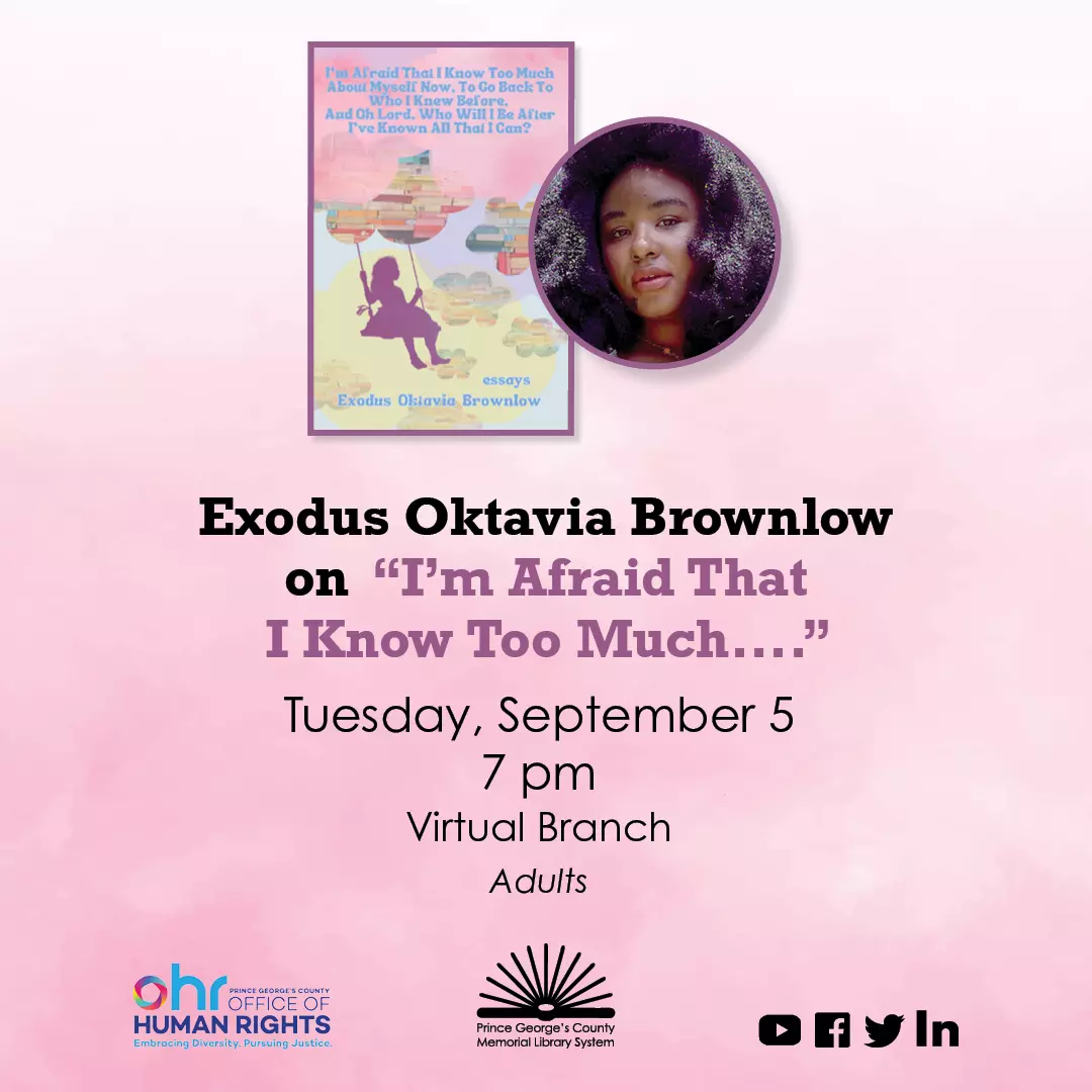Flyer for Exodus Oktavia Brownlow virtual event September 5, 2023 at 7 pm 