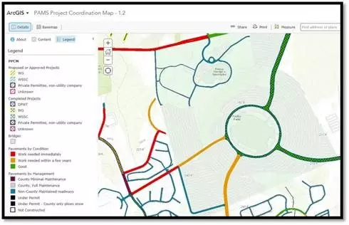 Screenshot of PAMS opening screen, coordination map