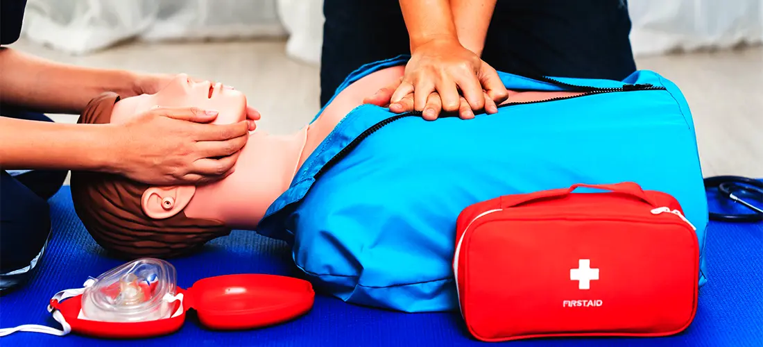 Students partcipating in a CPR demostration and training.