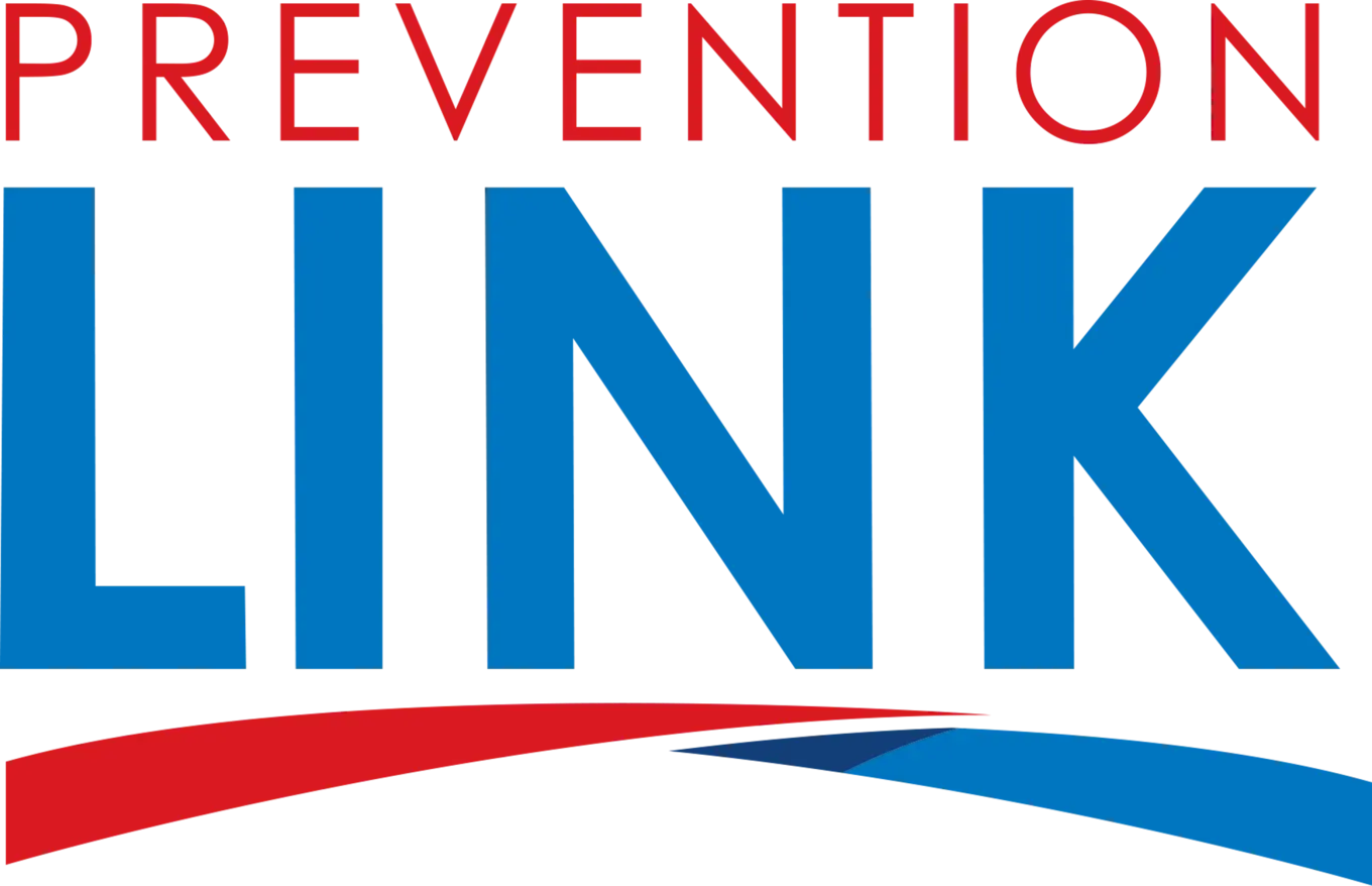 The PreventionLink logo in bright red and bright blue.