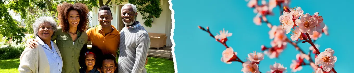 A family gathering outdoors. 