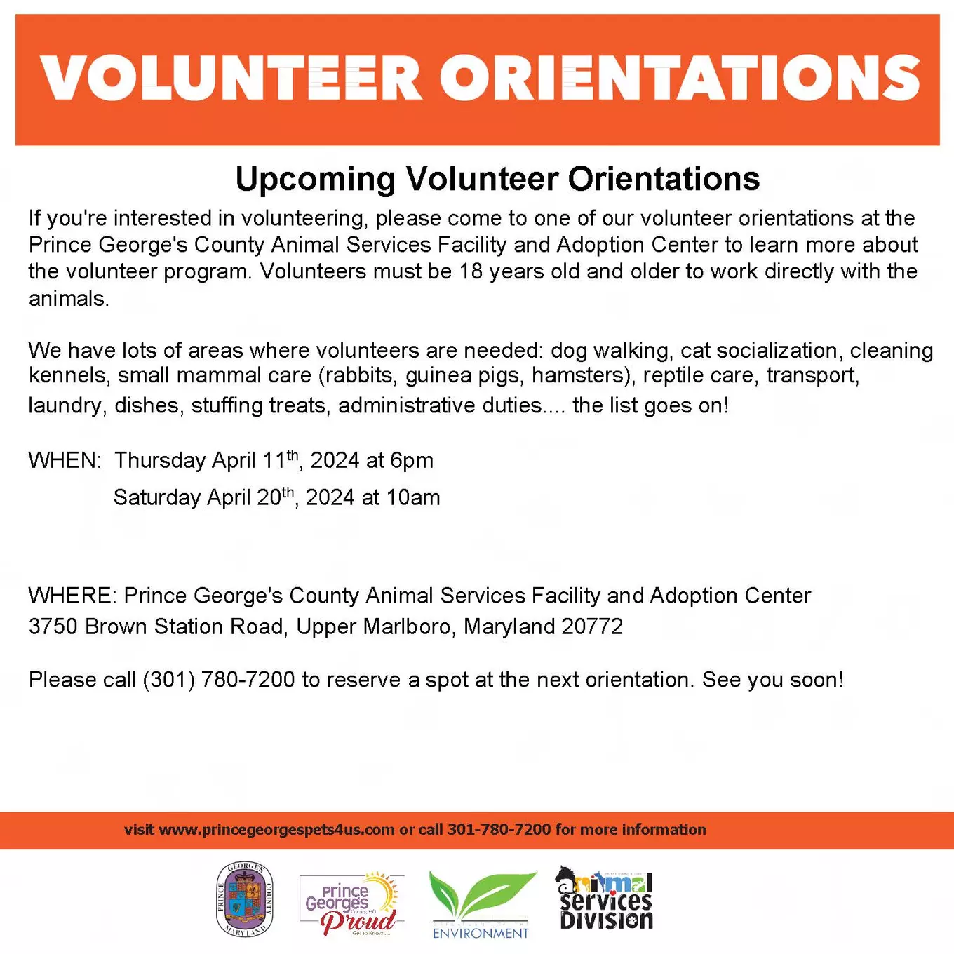 Upcoming Volunteer Orientation