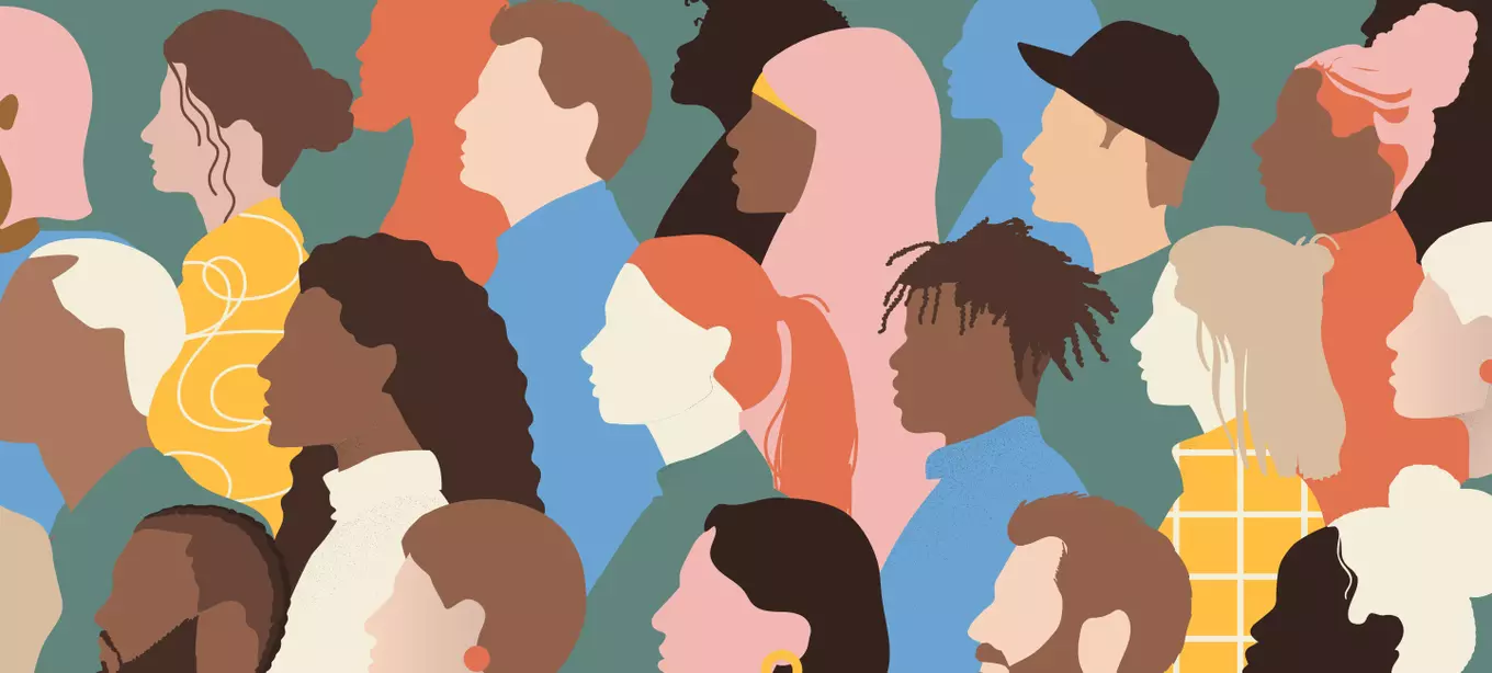 illustration of silhouettes of many diverse people