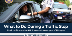 Police officer at a car for a traffic stop.