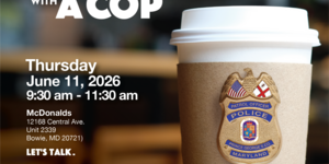 Coffee Cup with Police Badge Invitation to June 11 2026 Community Event