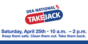 Graphic of a pill with take back written across.