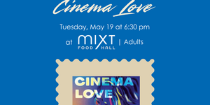 Blue Solidarity Stories graphic featuring jacket cover of the book "Cinema Love"
