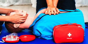 Students partcipating in a CPR demostration and training.