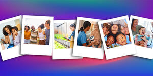 Six photographs with people doing healthy activities. 