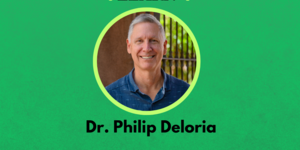 IMAGE: Flyer featuring a photo of Dr. Philip Deloria above text that reads Dr. Philip Deloria, Tuesday April 8 at 12 pm, virtual event