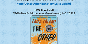 IMAGE: Flyer for the Solidarity Stories Book Club on April 15 at 6:3- pm in the loft of Mixt Food Hall in Brentwood, Maryland. The image features the cover of this month's book The Other Americans by Laila Lalami