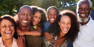 happy smiling multigenerational Black family