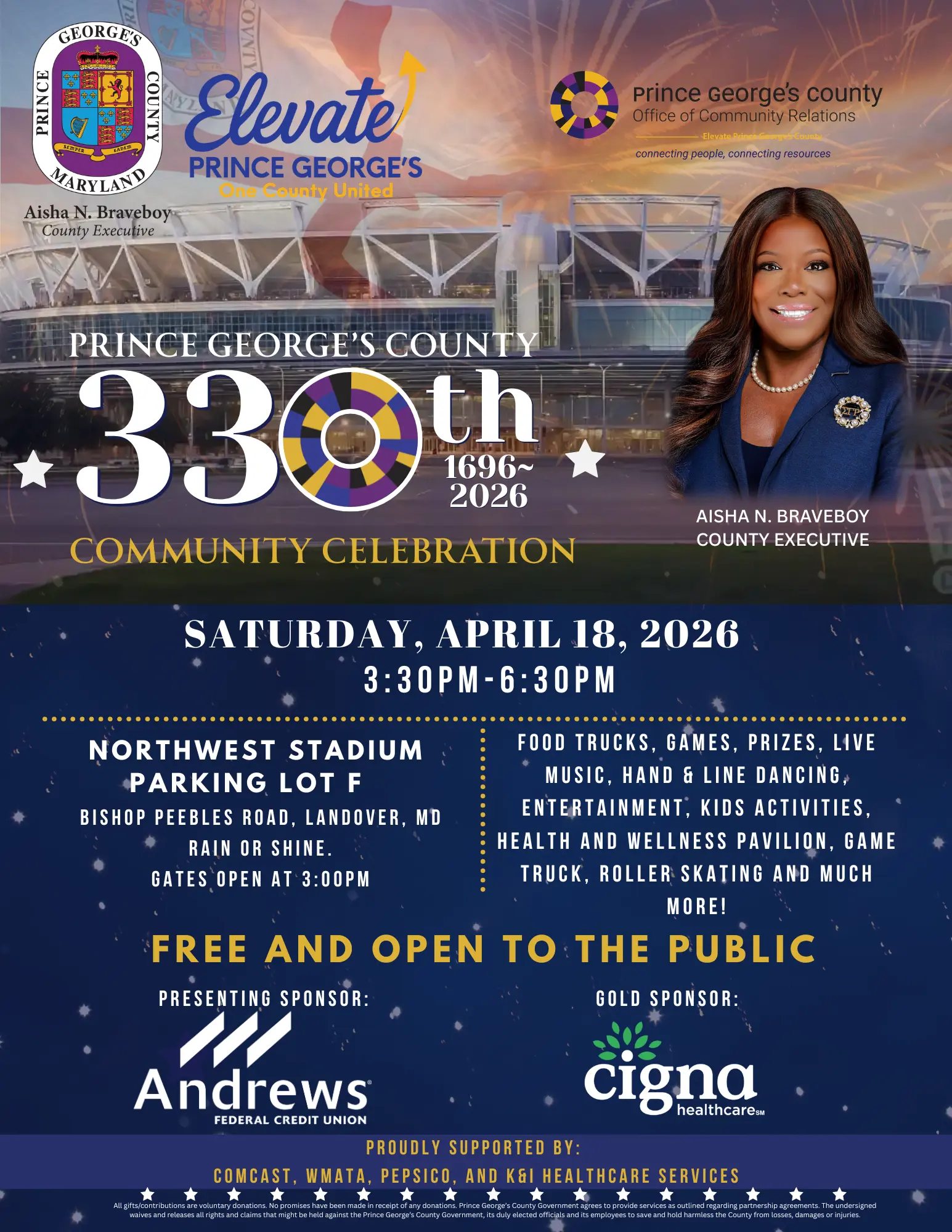 County Executive Braveboy's Prince George's County 330th Community Celebration Flyer