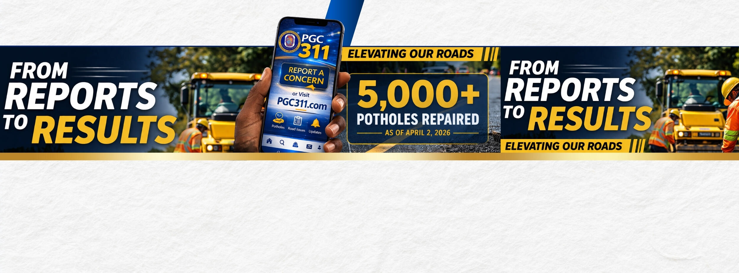 Elevating Our Roads. Snow Melts. We Move. The County removed 2,584 potholes as of February 16, 2026.