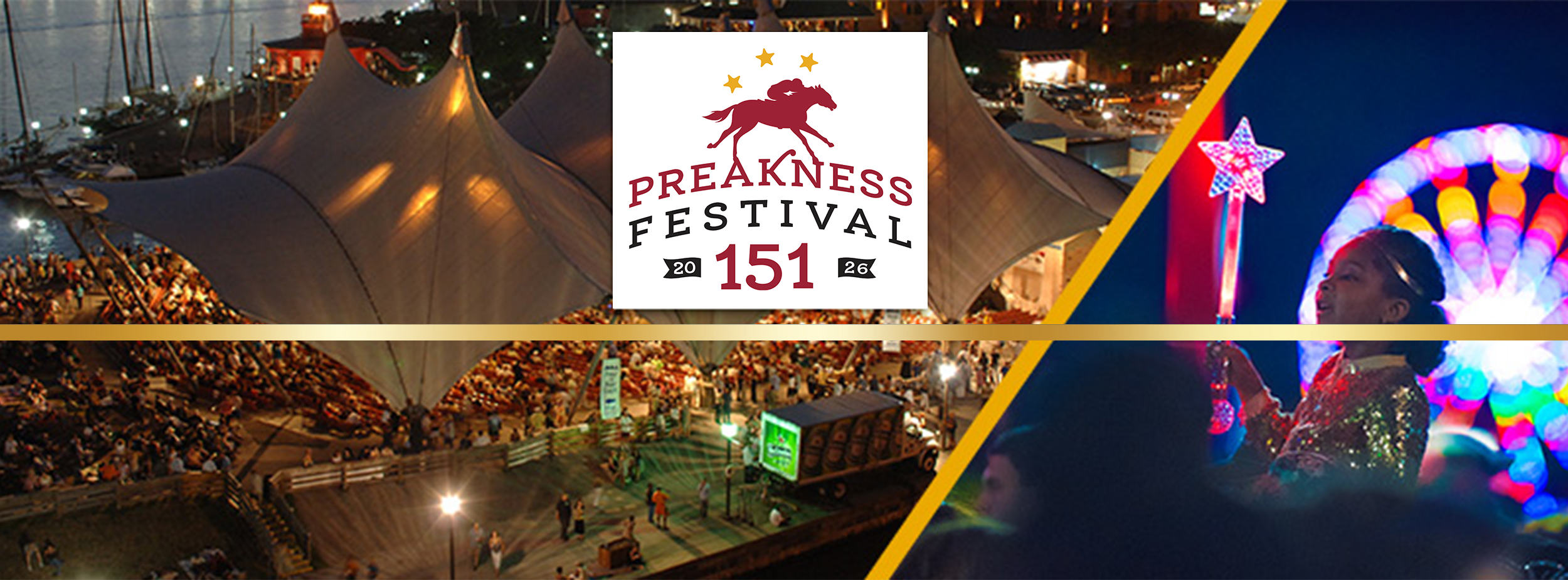 Preakness Festival, aerial view of Baltimore harbor and a picture of a child holding a magic wandPreakness Festival 151