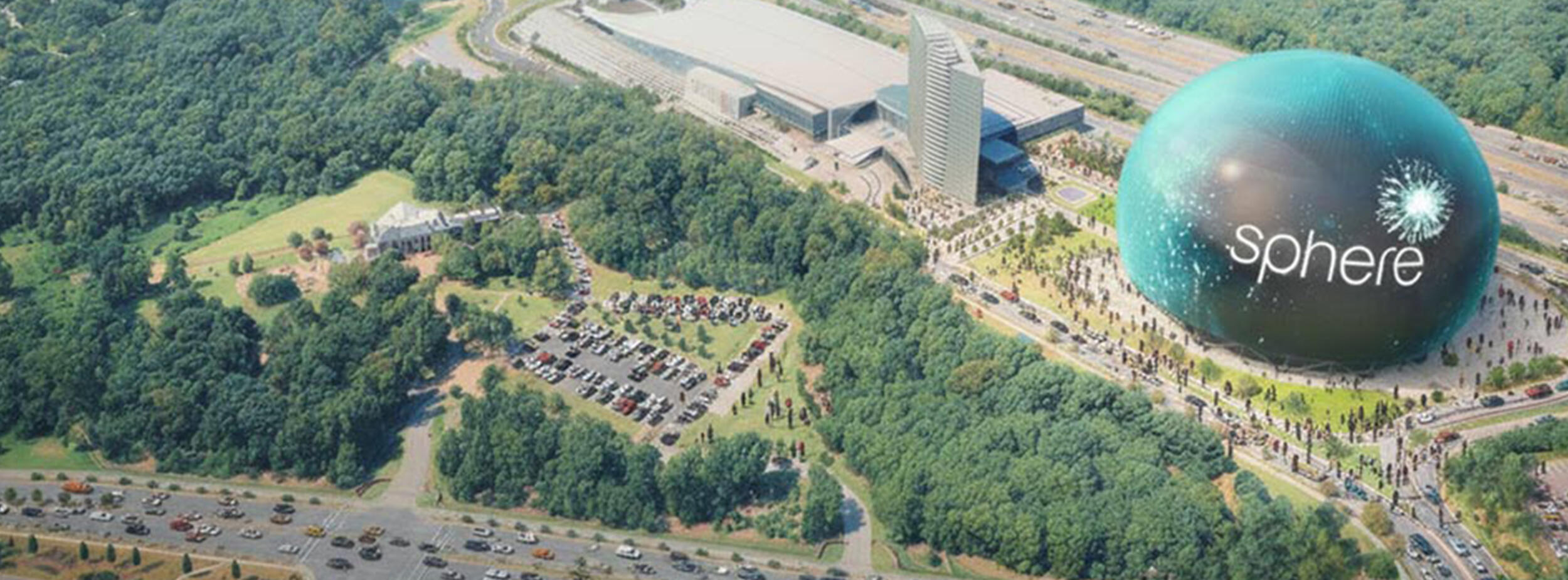 aerial view of a Sphere location